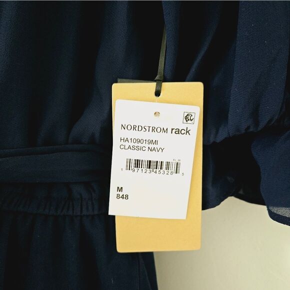 Halogen Surplice Faux Wrap Mini Dress in Classic Navy NWT - Picture 5 of 6